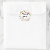 Sticker Rond Sceau d'enveloppe de Merci rose Floral (Sac)