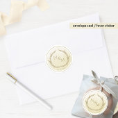 Sticker Rond Sceau d'enveloppe de monogramme de Champagne Aquar