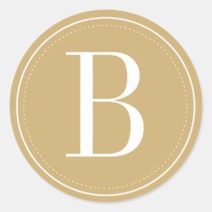 Sticker Rond Sceau d'enveloppe de monogramme d'or