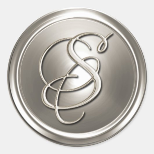 Sticker Rond Sceau d'enveloppe de Monogramme en argent S (Devant)