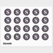 Sticker Rond Sceau d'enveloppe de monogramme noir Parties scint (Feuille)