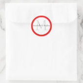 Sticker Rond Sceau d'enveloppe de monogramme rouge et blanc pou (Sac)