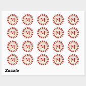 Sticker Rond Sceau d'enveloppe de monogramme rouge Noël Holly (Feuille)