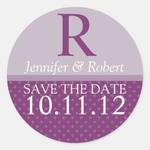 Sticker Rond Sceau d'enveloppe de monogramme royal pourpre