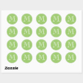 Sticker Rond Sceau d'enveloppe de monogramme vert par imprimés  (Feuille)