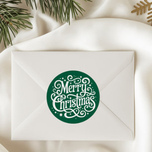 Sticker Rond Sceau d'enveloppe de Noël en calligraphie verte