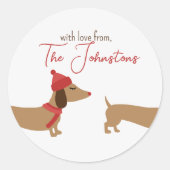 Sticker Rond Sceau d'enveloppe de Noël personnalisée Dachshund (Devant)