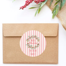 Sceau d'enveloppe de Noël rose | Joyeux Noël Flo