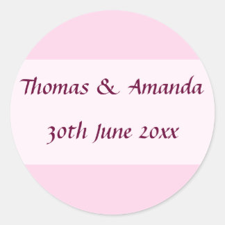 Sticker Rond Sceau d'enveloppe de nom et de date rose