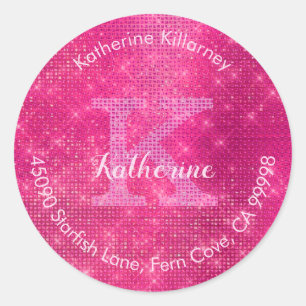 Sticker Rond Sceau d'enveloppe de Parties scintillant rose chau
