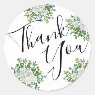 Sticker Rond Sceau d'enveloppe de pivoine blanche et Rose Flora