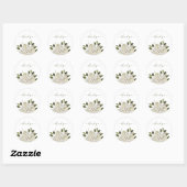 Sticker Rond Sceau d'enveloppe de rose blanche (Feuille)