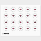 Sticker Rond Sceau d'enveloppe de vacances Rustique Rouge Poins (Feuille)