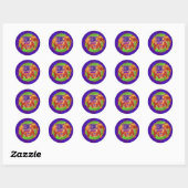 Sticker Rond Sceau d'enveloppe d'éléphants indiens (Feuille)