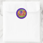 Sticker Rond Sceau d'enveloppe d'éléphants indiens (Sac)