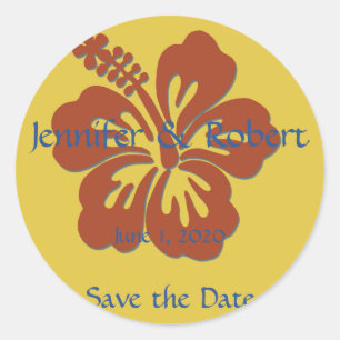 Sticker Rond Sceau d'enveloppe d'Hibiscus tropical