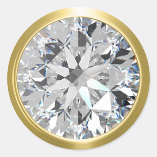 Sticker Rond Sceau d'enveloppe diamant brillant or (Devant)