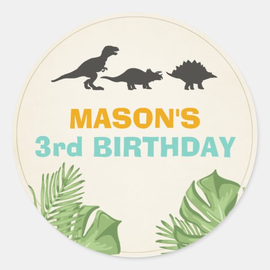 Sticker Rond Sceau d'enveloppe Dinosaur Dino (Devant)