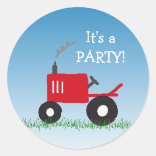 Sticker Rond Sceau d'enveloppe d'invitation de tracteur rouge