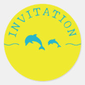 Sticker Rond Sceau d'enveloppe Dolphins Jaune et Invitation Tur (Devant)