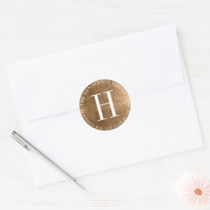 Sticker Rond Sceau d'enveloppe d'or vieilli Monogramme