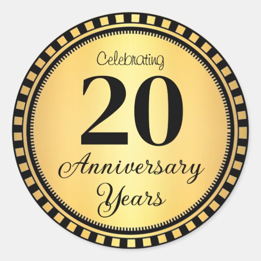 Sticker Rond Sceau d'enveloppe du 20e anniversaire (Devant)