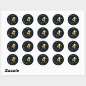 Sticker Rond Sceau d'enveloppe du 4e anniversaire (Feuille)