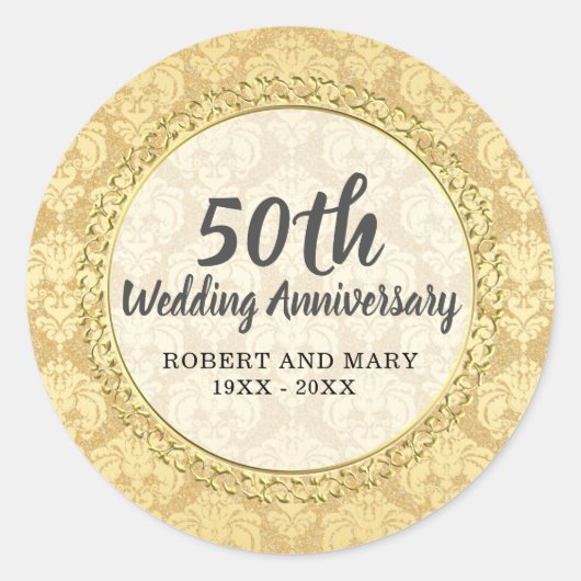 Sticker Rond Sceau d'enveloppe du 50e anniversaire du Mariage G (Devant)