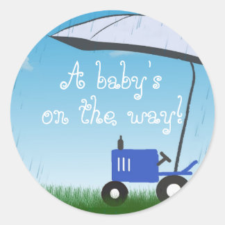 Sticker Rond Sceau d'enveloppe du Baby shower tracteur