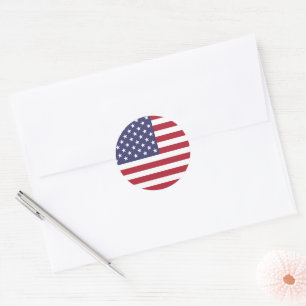 Sticker Rond Sceau d'enveloppe du drapeau américain
