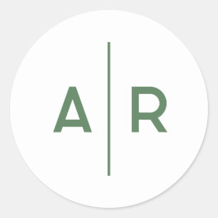 Sticker Rond Sceau d'enveloppe élégant minimaliste vert, Mariag