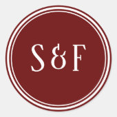 Sticker Rond Sceau d'enveloppe élégante de monogramme de marron (Devant)