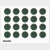 Sticker Rond Sceau d'enveloppe Emerald Green Gold Crest (Feuille)