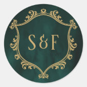 Sticker Rond Sceau d'enveloppe Emerald Green Gold Crest (Devant)