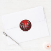 Sticker Rond Sceau d'enveloppe en argent et en monogramme rouge (Enveloppe)