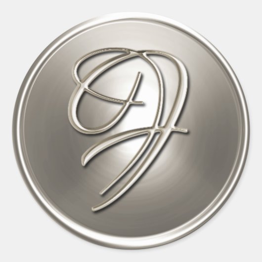 Sticker Rond Sceau d'enveloppe en argent Monogramme F (Devant)