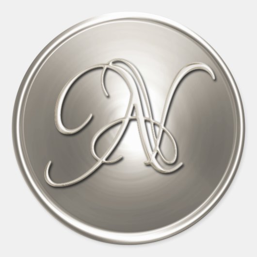 Sticker Rond Sceau d'enveloppe en argent Monogramme N (Devant)