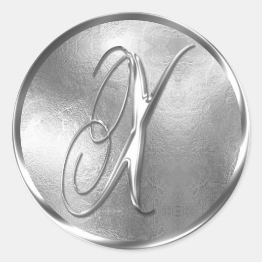 Sticker Rond Sceau d'enveloppe en argent monogramme X non MÉTAL (Devant)