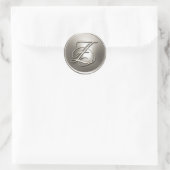 Sticker Rond Sceau d'enveloppe en argent Monogramme Z (Sac)