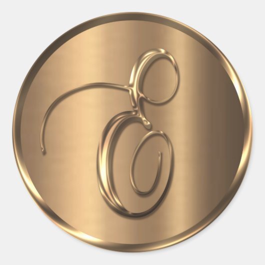 Sticker Rond Sceau d'enveloppe en bronze monogramme E non MÉTAL (Devant)