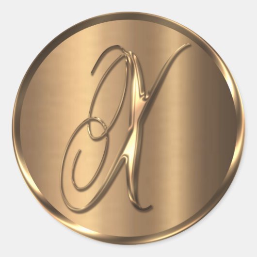 Sticker Rond Sceau d'enveloppe en bronze monogramme X non METAL (Devant)