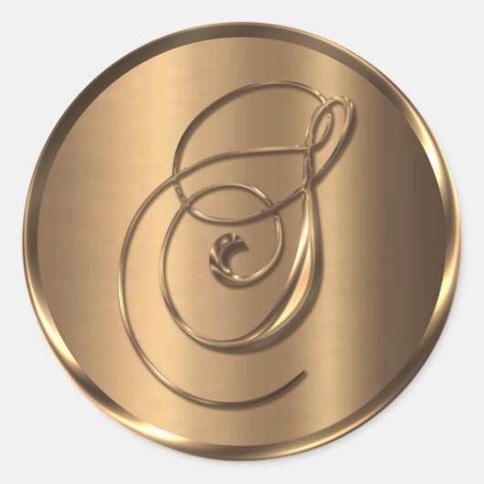 Sticker Rond Sceau d'enveloppe en bronze non MÉTALLIQUE Monogra (Devant)