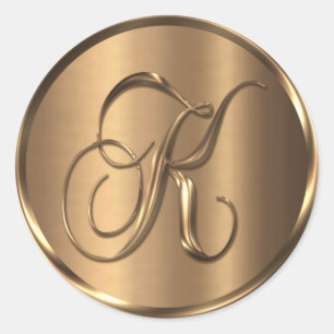 Sticker Rond Sceau d'enveloppe en bronze non METALLIQUE Monogra