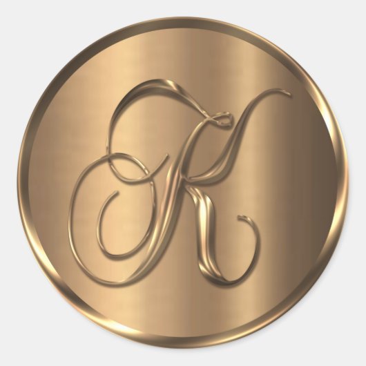 Sticker Rond Sceau d'enveloppe en bronze non METALLIQUE Monogra (Devant)