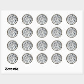 Sticker Rond Sceau d'enveloppe en diamant brillant en argent (Feuille)