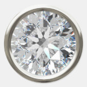 Sticker Rond Sceau d'enveloppe en diamant brillant en argent (Devant)