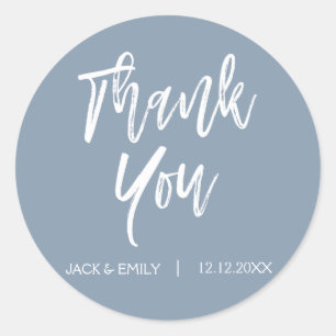 Sticker Rond Sceau d'enveloppe en Merci bleu poussiéreux
