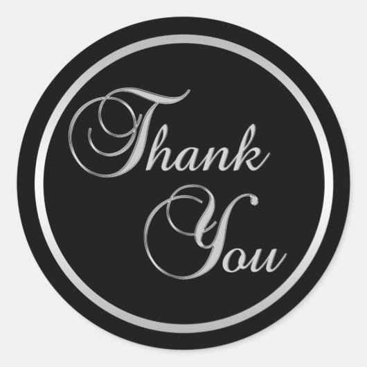 Sticker Rond Sceau d'enveloppe en Merci noir (Devant)