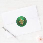 Sticker Rond Sceau d'enveloppe Fleur de Lis vert et or (Enveloppe)