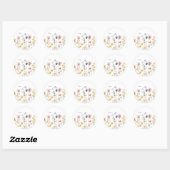 Sticker Rond Sceau d'enveloppe Fleur sauvage Boho (Feuille)